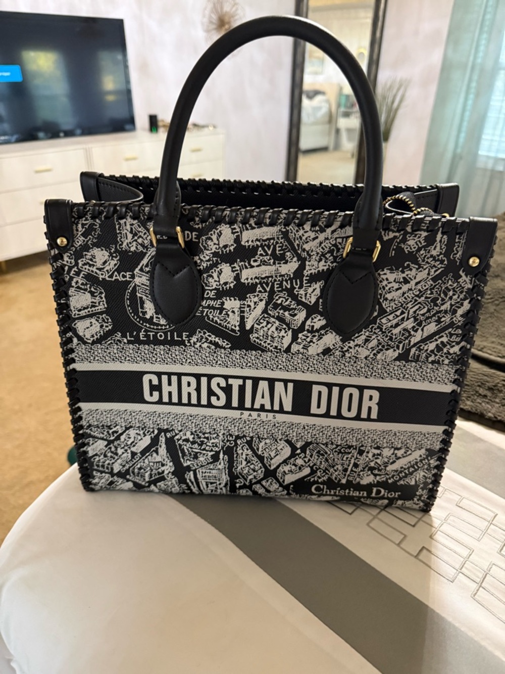 Dior Black Leather Tote with Gold Hardware